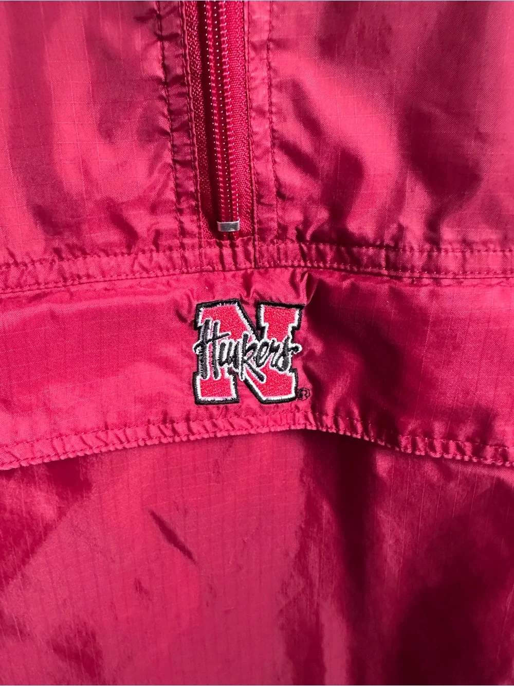 Vintage Nebraska Huskers Packable Hooded Pullover Windbreaker Jacket L